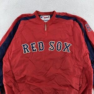 Boston Red Sox 1/4‎ Zip Windbreaker Jacket Large Mesh Lined Baseball Majestic